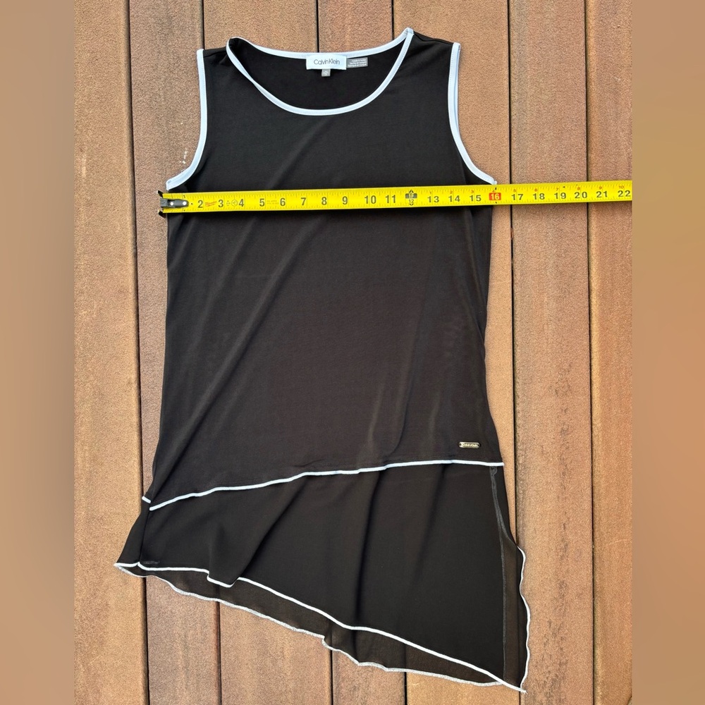 Calvin Klein Black and White Dressy Trim Tunic Tank- Size XS/S/M